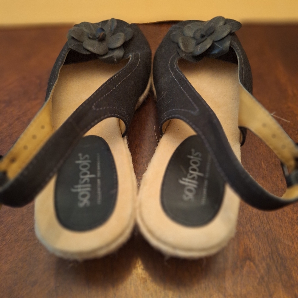 Softspots Black Espadrilles Canvas Sling Back Style 7.5 CUTE! - Picture 8 of 16